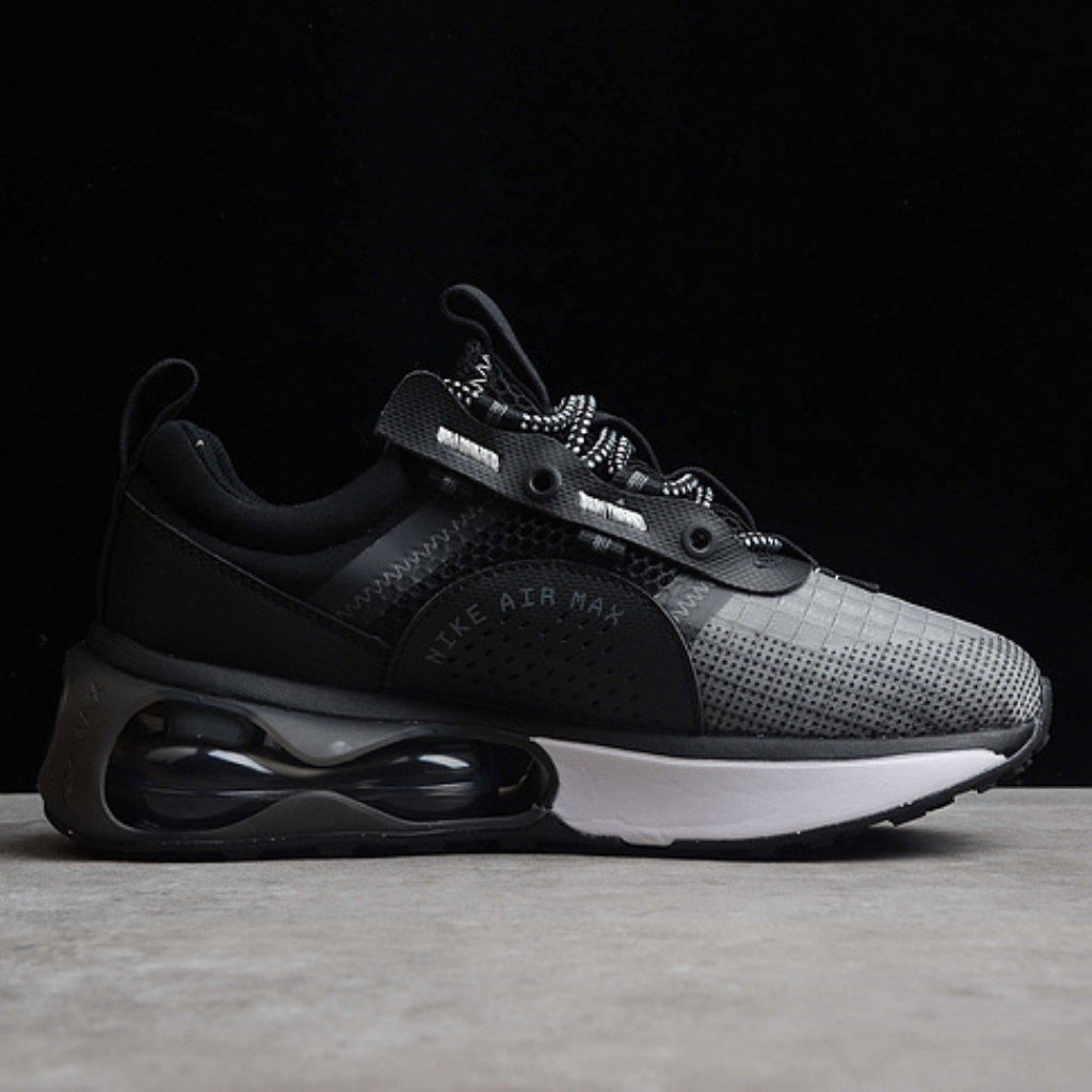 Tênis Runner Malha Preto Cinza e Branco