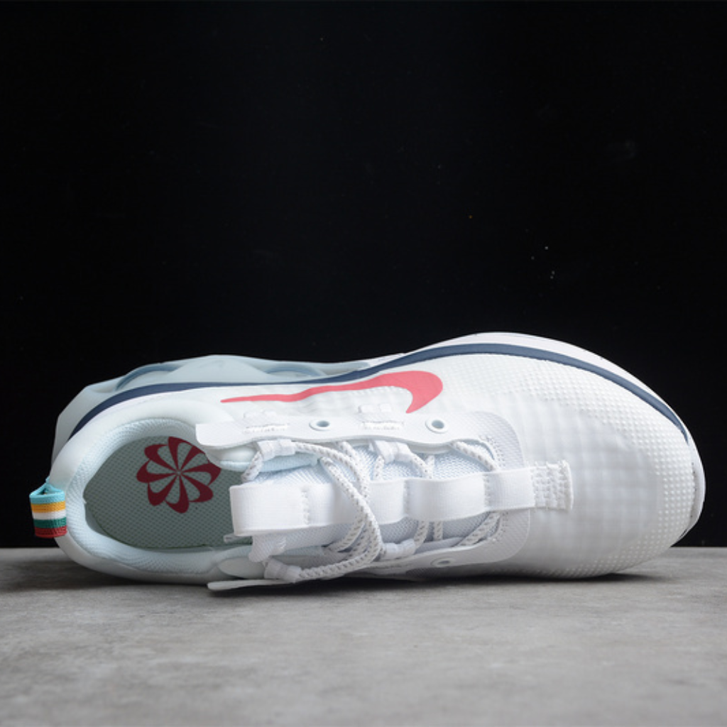 Tênis Runner Malha Branco Preto Vermelho