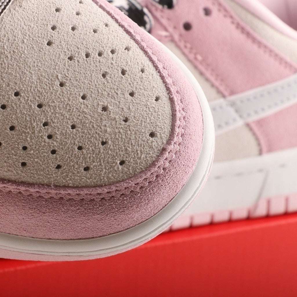 Tênis Cano Baixo Couro Rosa Pastel Detalhe Branco