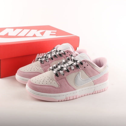 Tênis Cano Baixo Couro Rosa Pastel Detalhe Branco