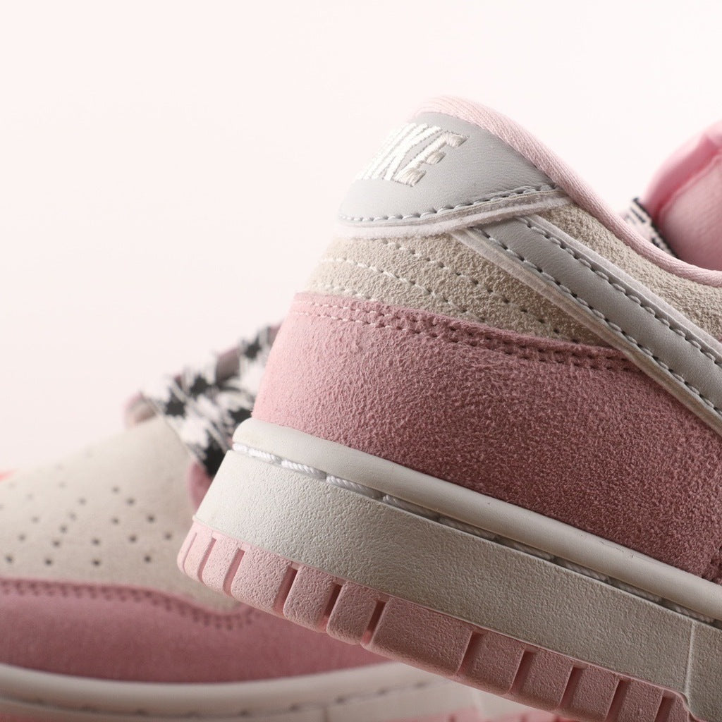 Tênis Cano Baixo Couro Rosa Pastel Detalhe Branco
