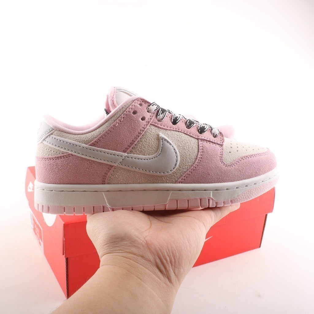 Tênis Cano Baixo Couro Rosa Pastel Detalhe Branco