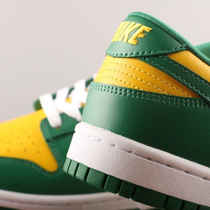 Tênis Cano Baixo Skate Couro Amarelo Verde e Branco