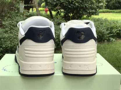 Tênis Couro Branco Detalhe Azul Escuro