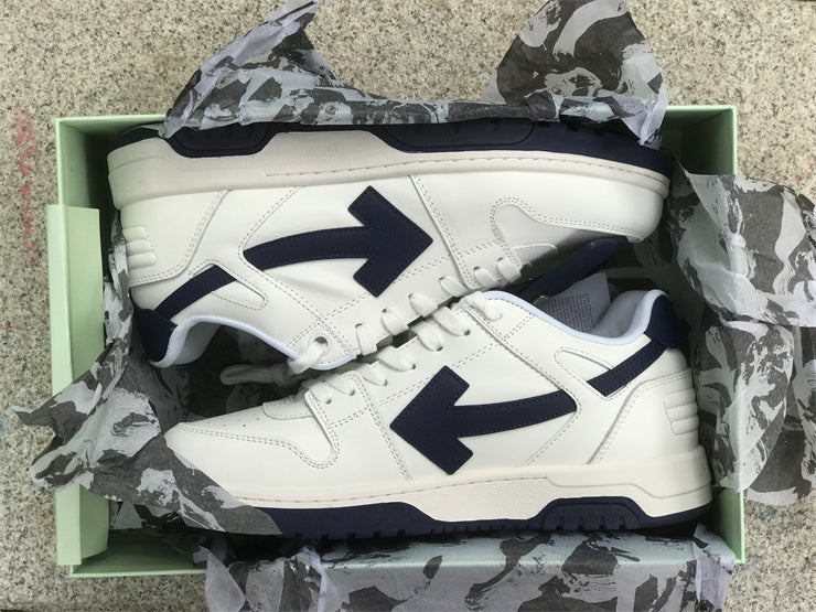 Tênis Couro Branco Detalhe Azul Escuro