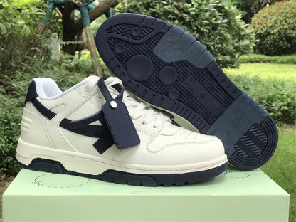 Tênis Couro Branco Detalhe Azul Escuro