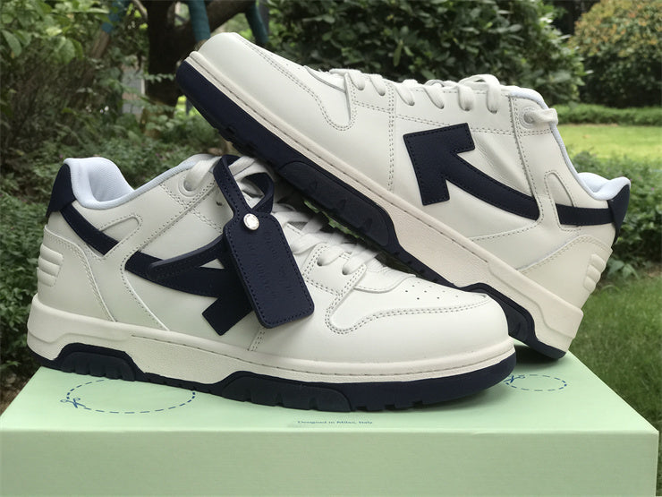 Tênis Couro Branco Detalhe Azul Escuro