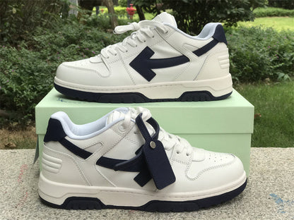 Tênis Couro Branco Detalhe Azul Escuro