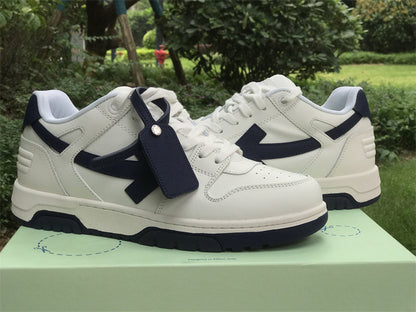 Tênis Couro Branco Detalhe Azul Escuro