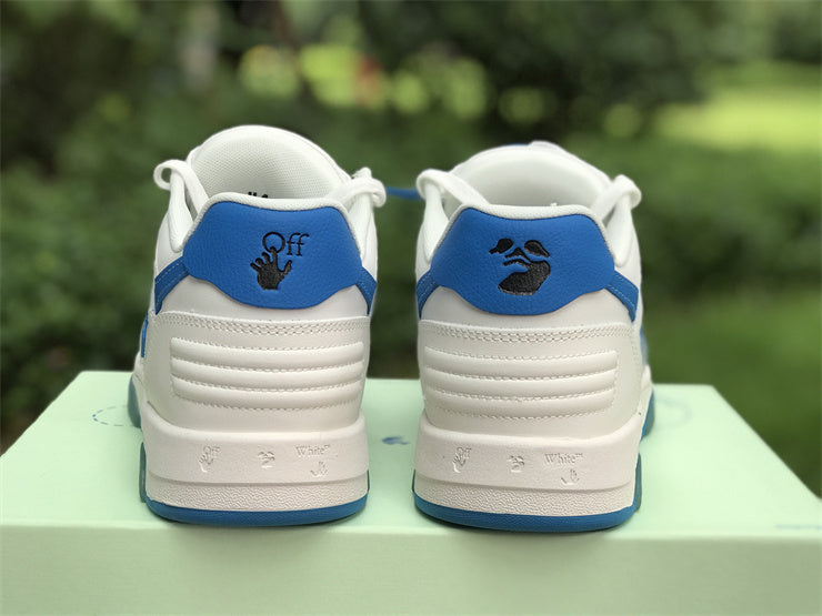 Tênis Cano Baixo Couro Branco Detalhe Azul