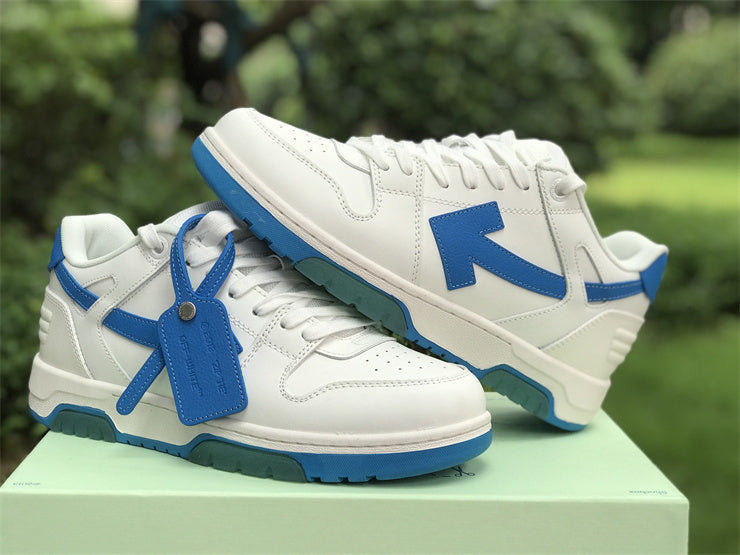 Tênis Cano Baixo Couro Branco Detalhe Azul