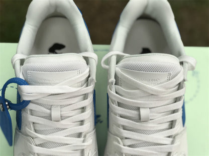Tênis Cano Baixo Couro Branco Detalhe Azul