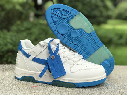 Tênis Cano Baixo Couro Branco Detalhe Azul