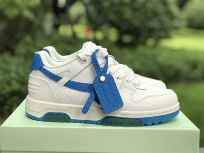 Tênis Cano Baixo Couro Branco Detalhe Azul