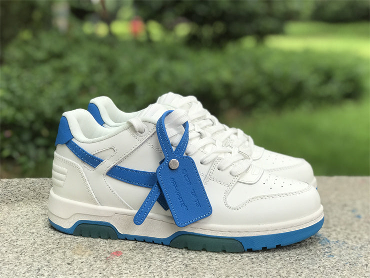 Tênis Cano Baixo Couro Branco Detalhe Azul