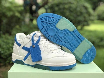 Tênis Cano Baixo Couro Branco Detalhe Azul