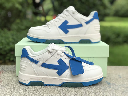 Tênis Cano Baixo Couro Branco Detalhe Azul