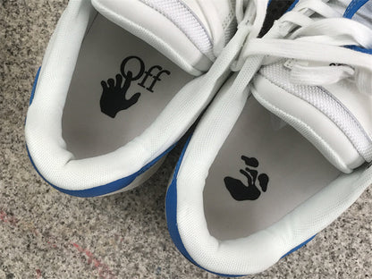 Tênis Cano Baixo Couro Branco Detalhe Azul