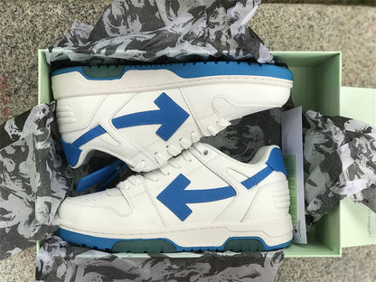 Tênis Cano Baixo Couro Branco Detalhe Azul