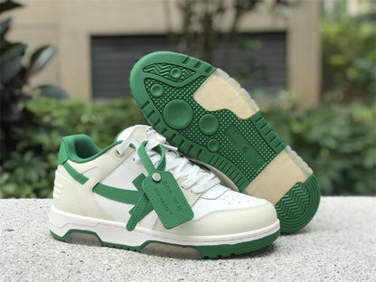 Tênis Couro Branco com Detalhe Verde Listra Lateral