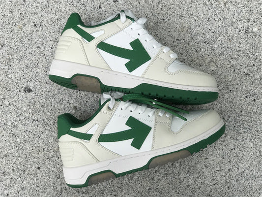 Tênis Couro Branco com Detalhe Verde Listra Lateral