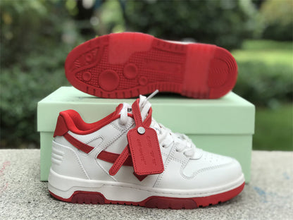 Tênis Couro Branco Detalhe Vermelho Listrado