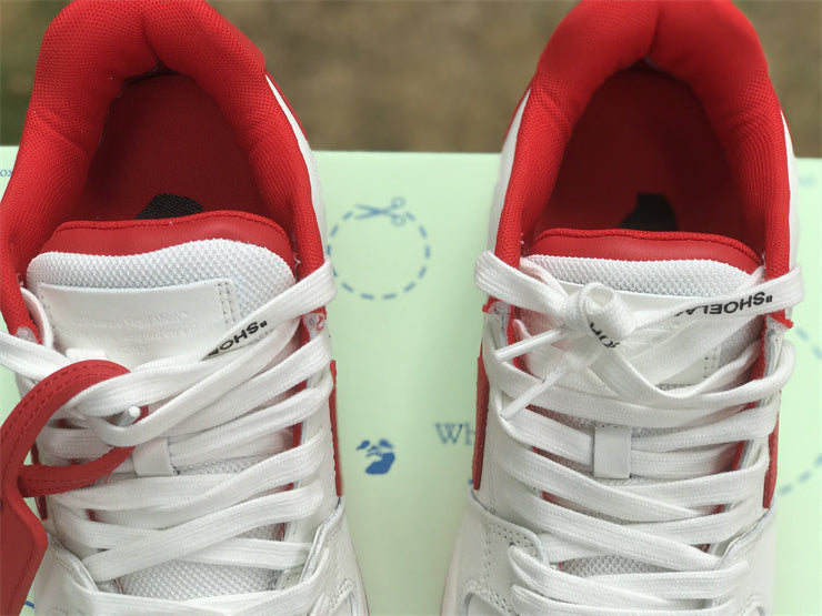 Tênis Couro Branco Detalhe Vermelho Listrado