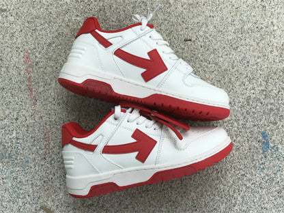 Tênis Couro Branco Detalhe Vermelho Listrado