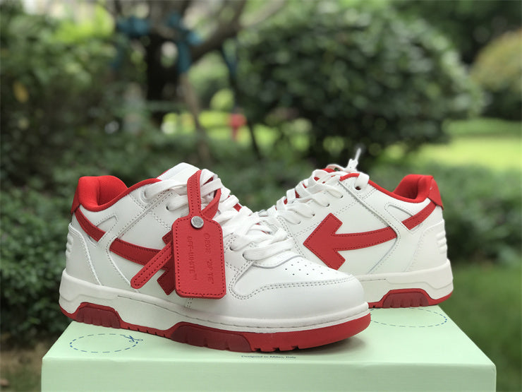 Tênis Couro Branco Detalhe Vermelho Listrado