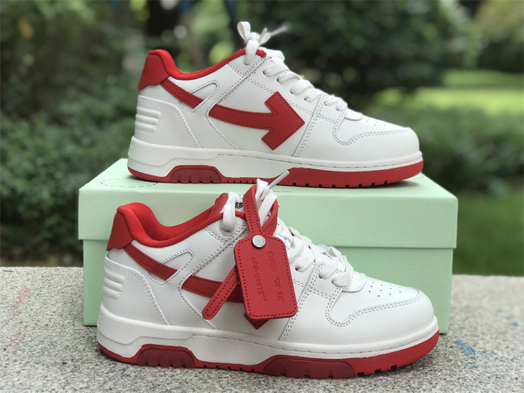 Tênis Couro Branco Detalhe Vermelho Listrado