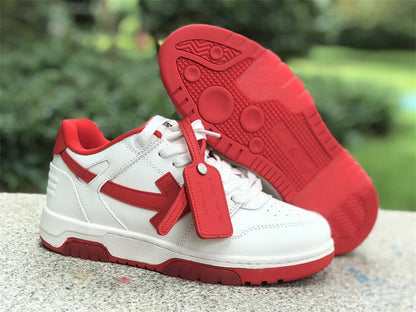 Tênis Couro Branco Detalhe Vermelho Listrado