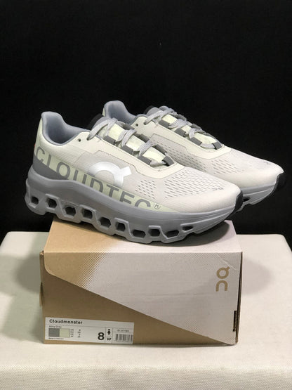 Tênis Runner Malha Branca Detalhe Cinza Solado Volumoso