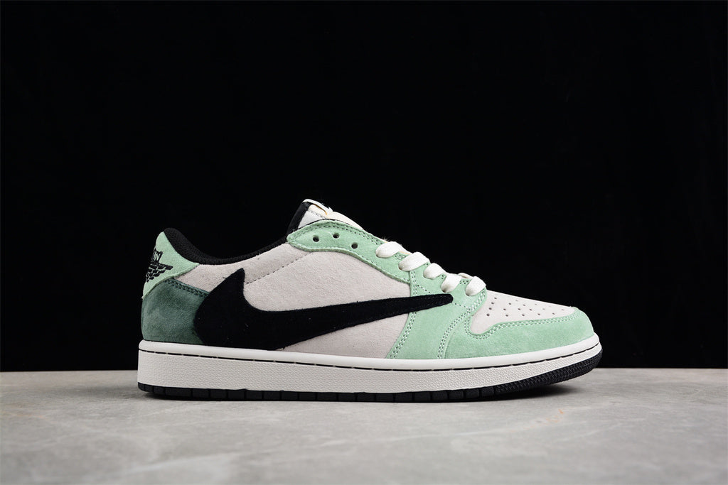 Tênis Cano Baixo Couro Verde Branco e Preto
