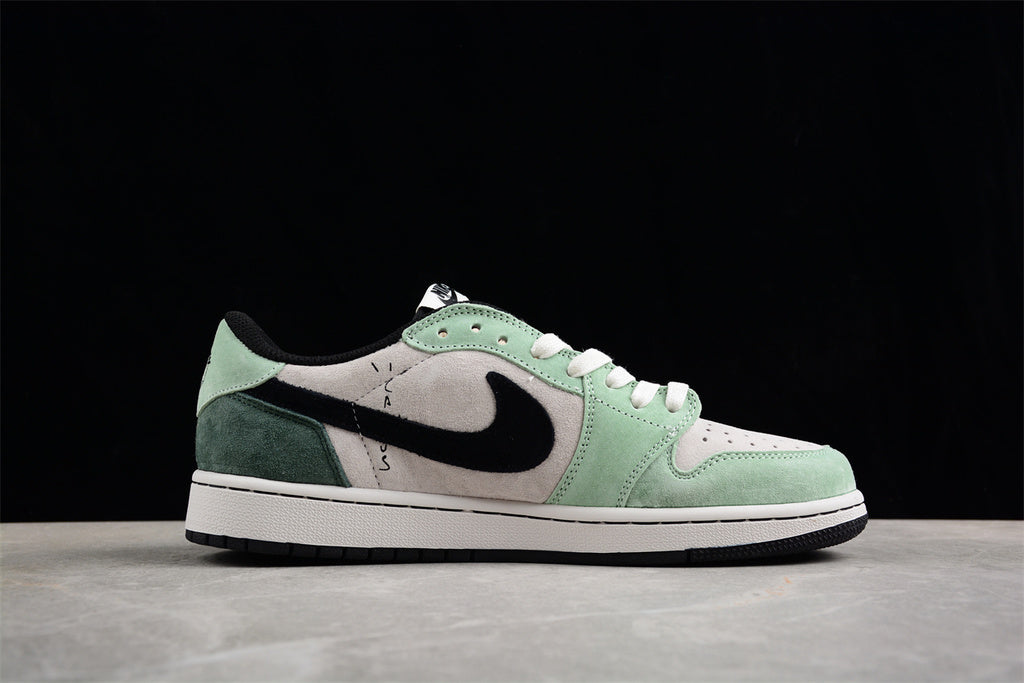 Tênis Cano Baixo Couro Verde Branco e Preto