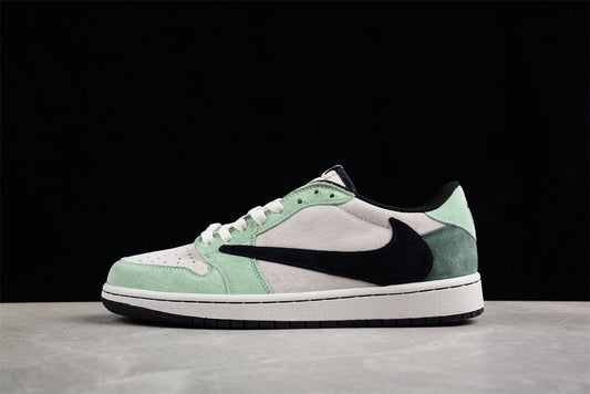 Tênis Cano Baixo Couro Verde Branco e Preto