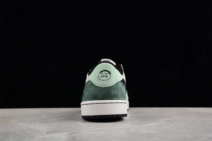 Tênis Cano Baixo Couro Verde Branco e Preto