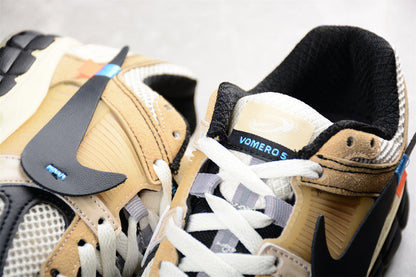 Tênis Runner Malha Branco Detalhes Preto Amarelo e Marrom