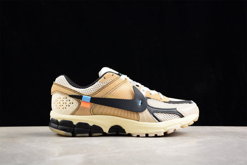 Tênis Runner Malha Branco Detalhes Preto Amarelo e Marrom